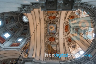 View Of The Ceiling In Salzburg Cathedral Stock Photo