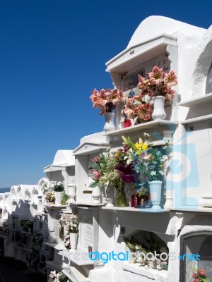 View Of The Cemetery In Casares Spain Stock Photo