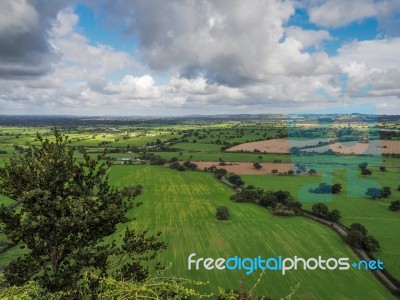 View Of The Cheshire Countryside From Beeston Castle Stock Photo