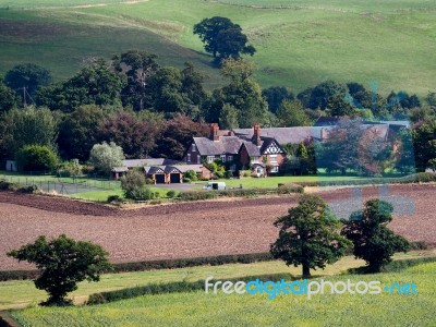 View Of The Cheshire Countryside From Beeston Castle Stock Photo