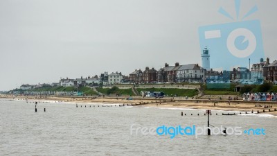 View Of The Coastline At Southwold Stock Photo