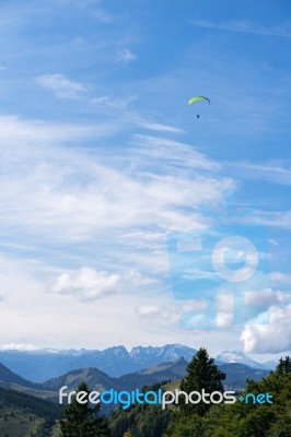 View Of The Countryside From Zwölferhorn Mountain Stock Photo