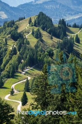 View Of The Countryside From Zwölferhorn Mountain Stock Photo