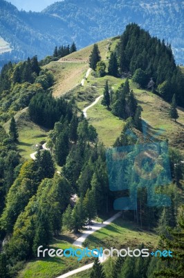 View Of The Countryside From Zwölferhorn Mountain Stock Photo