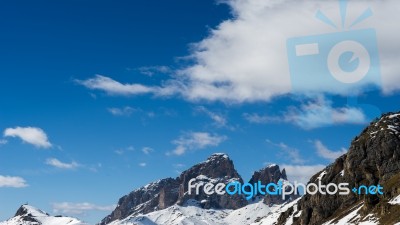 View Of The Dolomites From The Pordoi Pass Stock Photo