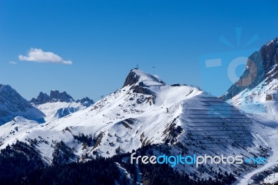 View Of The Dolomites From The Pordoi Pass Stock Photo