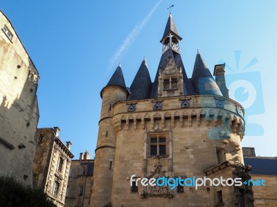 View Of The Exterior Of Porte Cailhau (palace Gate) In Bordeaux Stock Photo