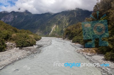 View Of The Fox River In New Zealand Stock Photo