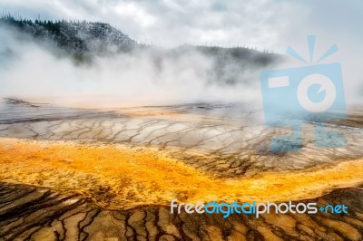 View Of The Grand Prismatic Spring Stock Photo