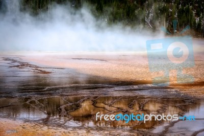 View Of The Grand Prismatic Spring Stock Photo
