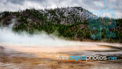 View Of The Grand Prismatic Spring Stock Photo