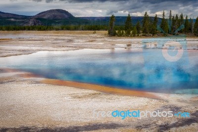 View Of The Grand Prismatic Spring Stock Photo