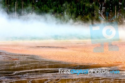 View Of The Grand Prismatic Spring Stock Photo