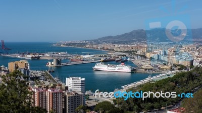 View Of The Harbour Area Of Malaga Stock Photo