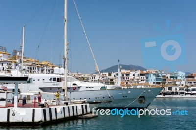 View Of The Harbour At Porto Banus Stock Photo