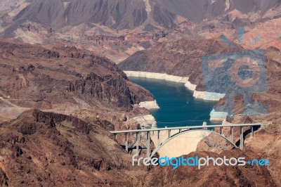 View Of The Hoover Dam And Bridge On The Boder Of Arizona/nevada… Stock Photo