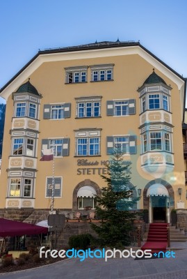 View Of The Hotel Stetteneck In Ortisei Stock Photo