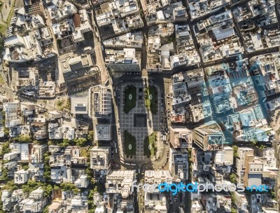 View Of The Independence Square From Above, Montevideo, Uruguay Stock Photo