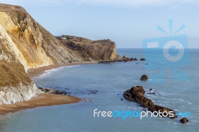 View Of The Jurassic Coastline In Dorset Stock Photo