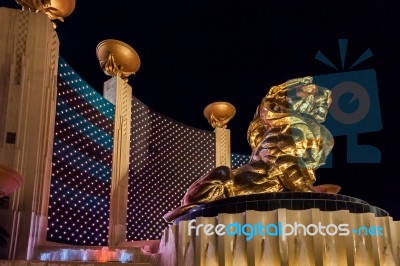 View Of The Mgm Lion In Las Vegas Stock Photo