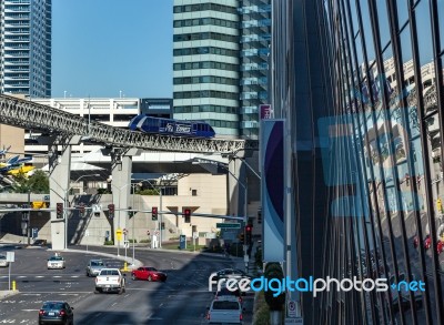 View Of The Monorail  In Las Vegas Stock Photo