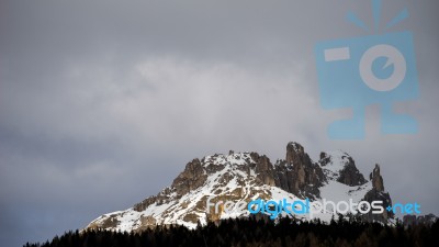 View Of The Mountain Above Moena Stock Photo