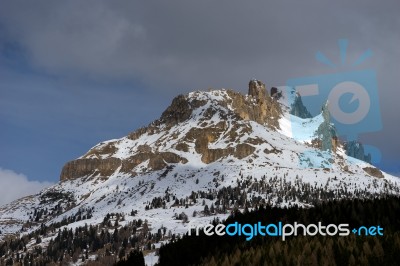 View Of The Mountain Above Moena Stock Photo