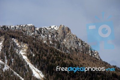 View Of The Mountain Above Moena Stock Photo