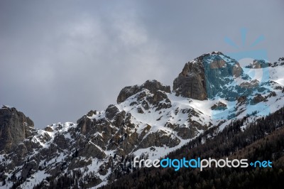 View Of The Mountain Above Moena Stock Photo