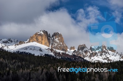 View Of The Mountain Above Moena Stock Photo