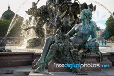 View Of The Neptune  Fountain In Berlin Stock Photo