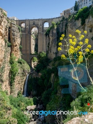 View Of The New Bridge In Ronda Stock Photo