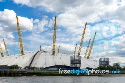 View Of The O2 Building From The River Thames Stock Photo