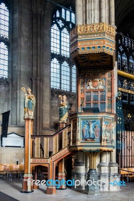 View Of The Pulpit In Canterbury Cathedral Stock Photo