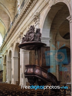 View Of The Pulpit In The Church Of Notre Dame In Bordeaux Stock Photo