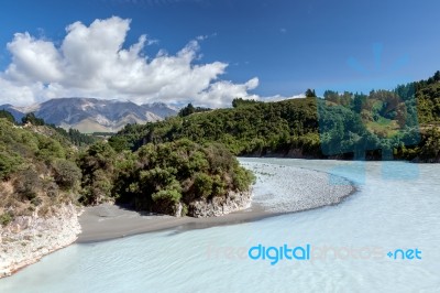 View Of The Rakaia River Stock Photo