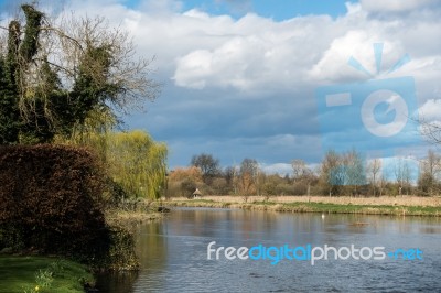 View Of The River Test In Hampshire Stock Photo