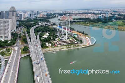 View Of The Skyline In Singapore Stock Photo