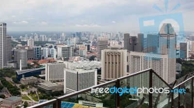 View Of The Skyline In Singapore Stock Photo