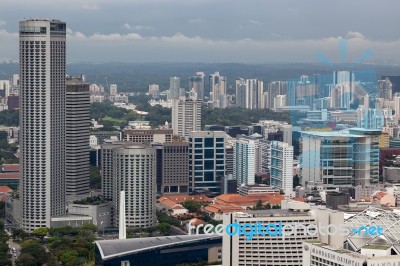 View Of The Skyline In Singapore Stock Photo