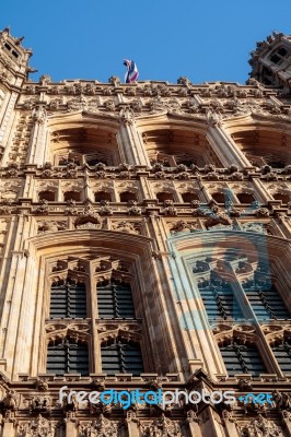 View Of The Sunlit Houses Of Parliament Stock Photo