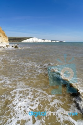 View Of The Sussex Coastline From Hope Gap Stock Photo