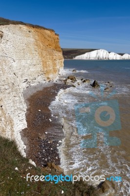 View Of The Sussex Coastline From Hope Gap Stock Photo