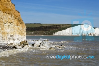 View Of The Sussex Coastline From Hope Gap Stock Photo