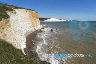 View Of The Sussex Coastline From Hope Gap Stock Photo