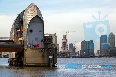 View Of The Thames Barrier Stock Photo