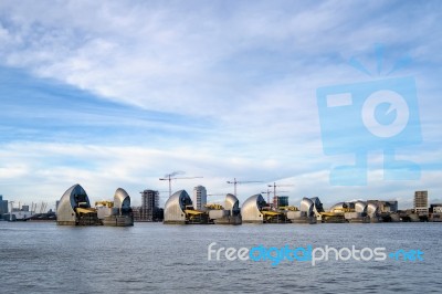 View Of The Thames Barrier Stock Photo