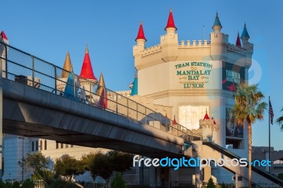 View Of The Tram Station To Mandalay Bay Hotel In Las Vegas Stock Photo