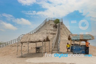 View Of Totumo Volcano, Mud Bath Activity Near Cartagena, Colomb… Stock Photo