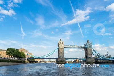 View Of Tower Bridge From The River Thames Stock Photo